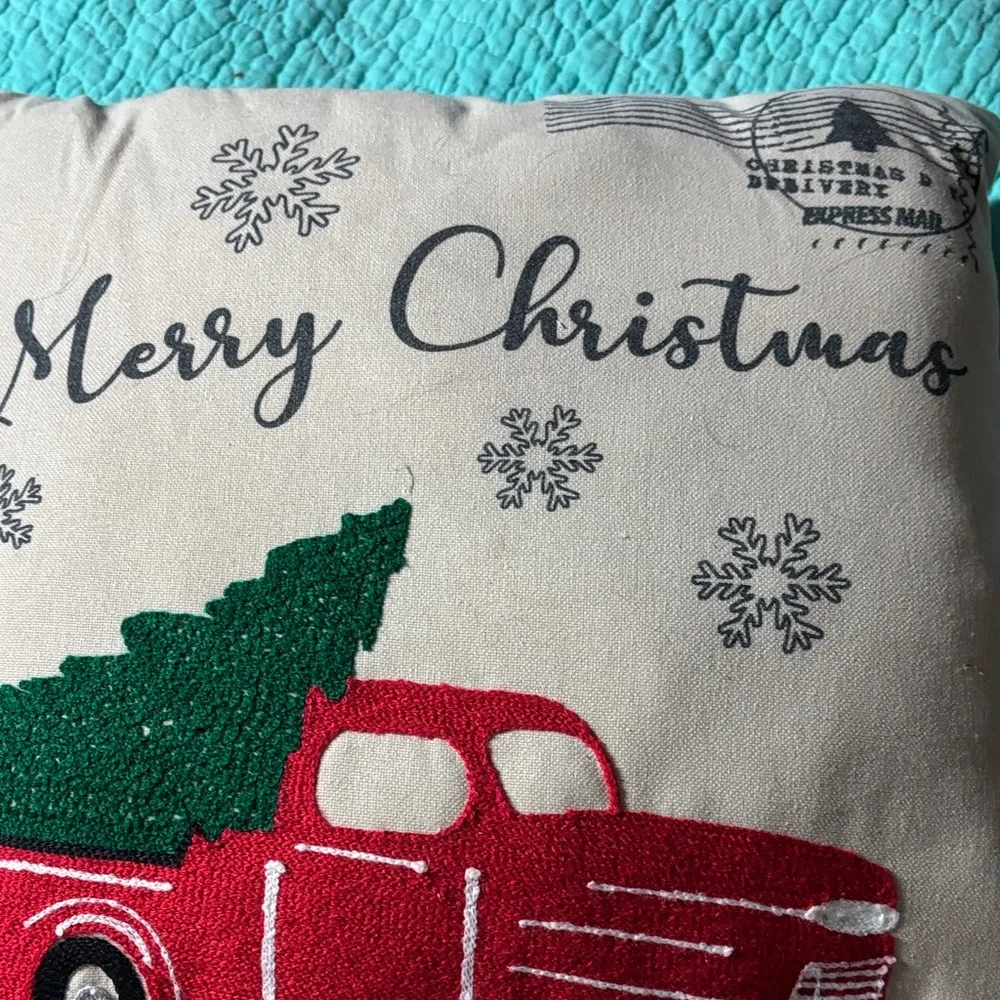 Christmas Express Red Truck Pillow